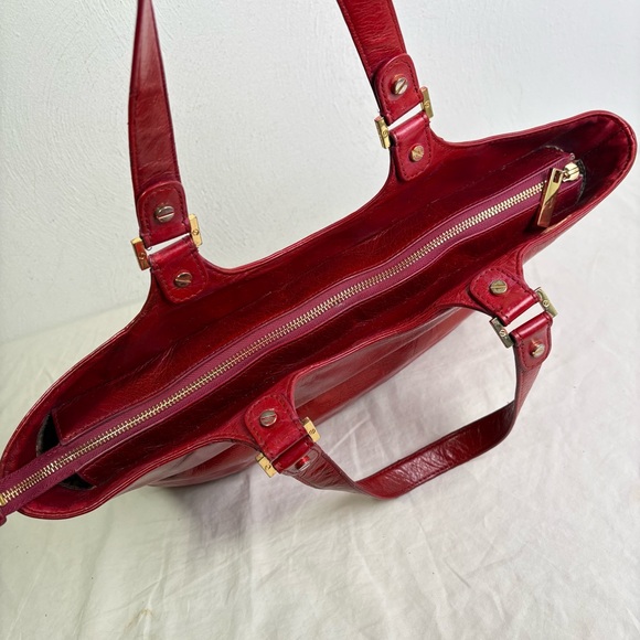 TORY BURCH Glazed Bombe Leather Tote Shoulder Bag - Picture 13 of 16